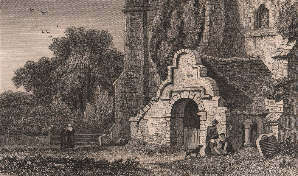 Church of St Martin, Great Mongeham, near Deal, Kent. GASTINEAU 1829 old print